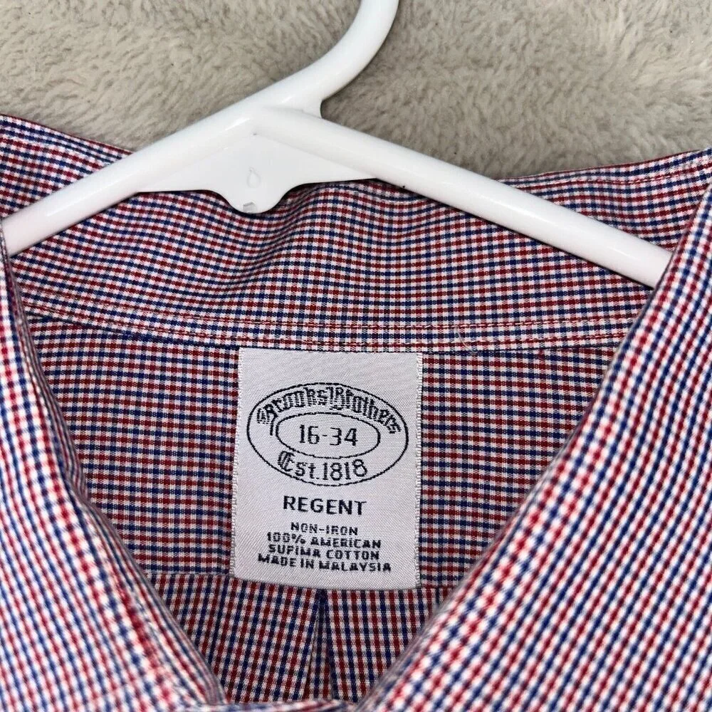 Brooks Brothers Regent Long Sleeve Button Up Dress Shirt Mens 16/34 Red White - Picture 6 of 9